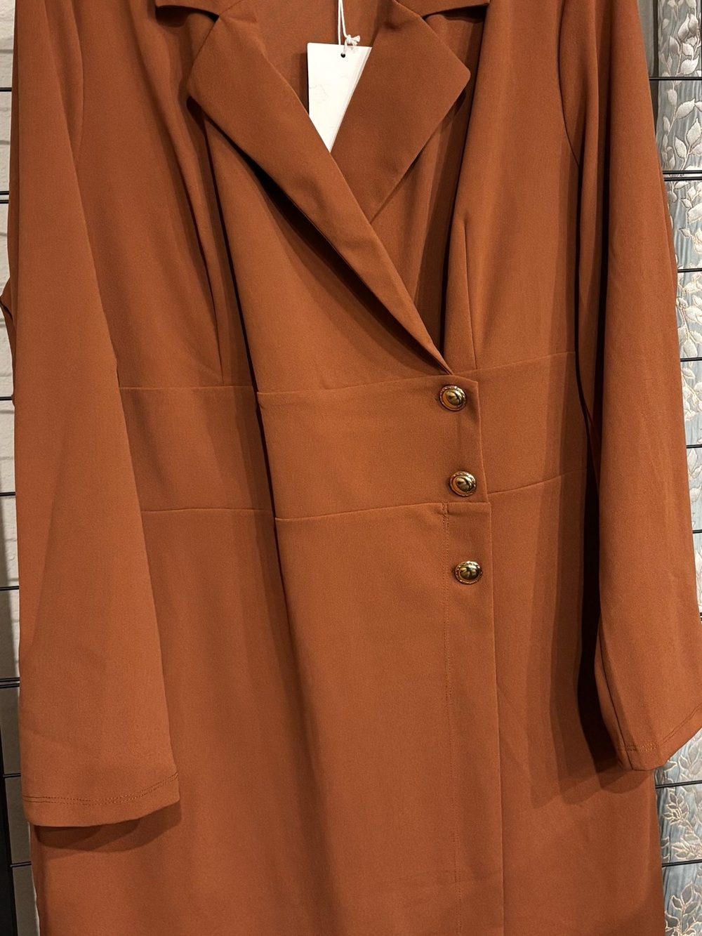 ANDREE BY UNIT Women's Rust Suit Dress with Gold Buttons 2X